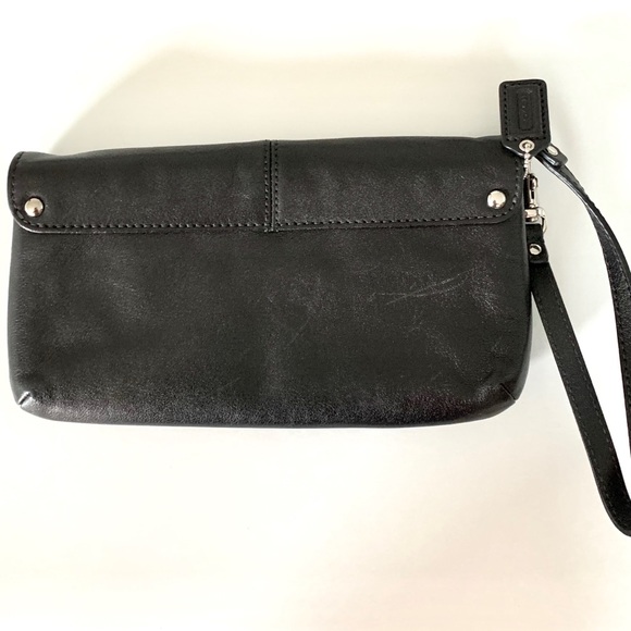 Black Leather Coach Wristlet - Picture 2 of 5
